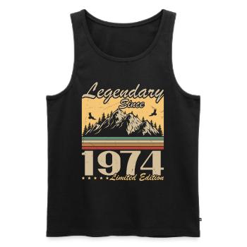 Legendary Since 1974 Vintage Birthday Gift - Men's Premium Organic Tank Top - black - Front - Michal (187cm)