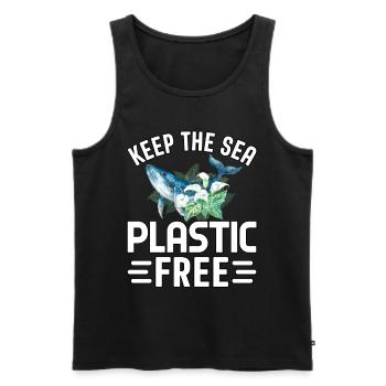 Halten Sie das Meer plastikfrei - Männer Premium Bio Tank Top - Schwarz - Vorne - AI Model Male 178 light (178cm)