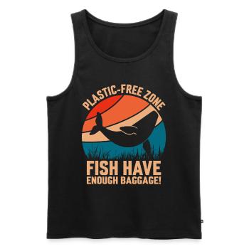 Plastic-Free Zone Fish Have enough Baggage - Men's Premium Organic Tank Top - black - Front - AI Model Male 178 light (178cm)