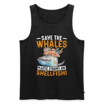 Rettet die Wale: Plastikstrohhalme sind Schalentiere - Männer Premium Bio Tank Top - Schwarz - Vorne - AI Model Male 178 light (178cm)