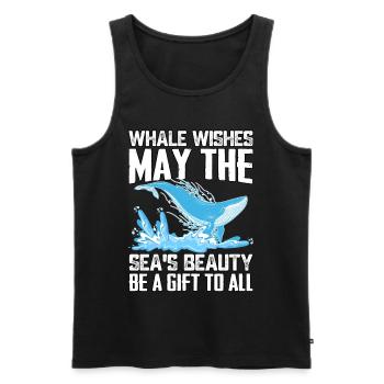 Whale wishes may the sea's beauty be a gift to all - Men's Premium Organic Tank Top - black - Front - Michal (187cm)