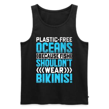 Plastikfreie Ozeane, weil Fische nicht tragen sollten - Männer Premium Bio Tank Top - Schwarz - Vorne - Michal (187cm)