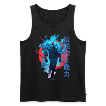 Blue Fire Demon Fantasy Anime Japanese Vaporwave - Männer Premium Bio Tank Top - Schwarz - Vorne - Michal (187cm)