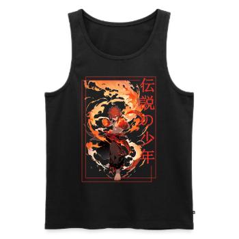 Fire Demon Anime Guy Fantasy Manga Japanese Vaporw - Männer Premium Bio Tank Top - Schwarz - Vorne - Michal (187cm)