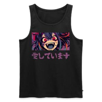 Creepy Anime Girl Yandere Gothic Harajuku Japanese - Männer Premium Bio Tank Top - Schwarz - Vorne - AI Model Male 178 light (178cm)