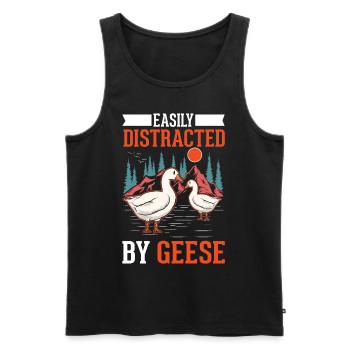 Easily distracted by Geese Gänsezüchter Gänse - Männer Premium Bio Tank Top - Schwarz - Vorne - Michal (187cm)