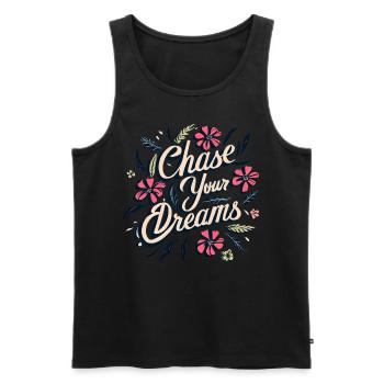 Chase Your Dreams Floral Positive Thinking Mindful - Männer Premium Bio Tank Top - Schwarz - Vorne - Michal (187cm)