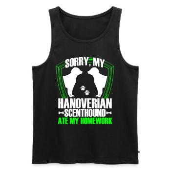 Hanoverian hound has eaten - Men's Premium Organic Tank Top - black - Front - AI Model Male 178 light (178cm)