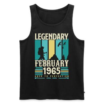 Cadeau Vintage Anniversaire Février 1965, février. - Débardeur bio Premium Homme - noir - Devant - Michal (187cm)