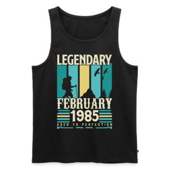 Cadeau Vintage Anniversaire Février 1985, février. - Débardeur bio Premium Homme - noir - Devant - Michal (187cm)