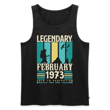 Cadeau Vintage Anniversaire Février 1973, février. - Débardeur bio Premium Homme - noir - Devant - Michal (187cm)
