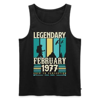 Cadeau Vintage Anniversaire Février 1977, février. - Débardeur bio Premium Homme - noir - Devant - Michal (187cm)