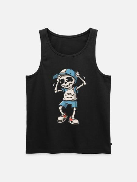 Funny Skeleton Skull Dancing Halloween - Men's Premium Organic Tank Top - black