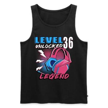 Level 36 Unlocked Birthday Shirt Gift - Men's Premium Organic Tank Top - black - Front - AI Model Male 178 light (178cm)