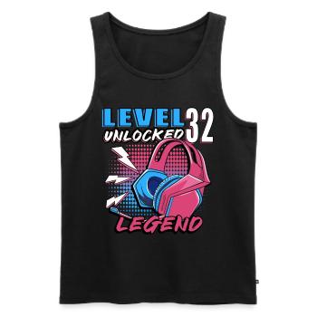 Level 32 Unlocked - Men's Premium Organic Tank Top - black - Front - Michal (187cm)