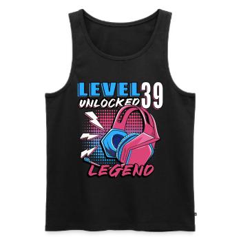 Level 39 freigeschaltet - Männer Premium Bio Tank Top - Schwarz - Vorne - Michal (187cm)