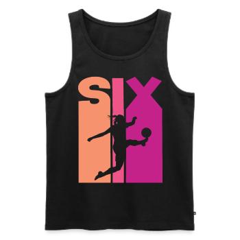 6e anniversaire Soccer féminin Joueur de football Football - Débardeur bio Premium Homme - noir - Devant - AI Model Male 178 light (178cm)
