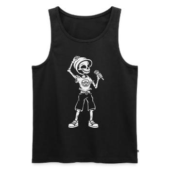 Drôle Squelette Crâne Chanteur Halloween - Débardeur bio Premium Homme - noir - Devant - AI Model Male 178 light (178cm)