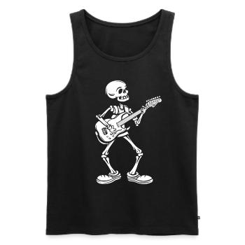 Funny Skeleton Skull Guitarist Halloween - Men's Premium Organic Tank Top - black - Front - Michal (187cm)