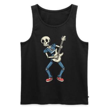 Funny Skeleton Skull Guitarist Halloween - Men's Premium Organic Tank Top - black - Front - Michal (187cm)