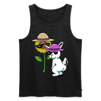 Fantasy Bunny Rabbit Lunettes Jardin de tournesol - Débardeur bio Premium Homme - noir - Devant - AI Model Male 178 light (178cm)