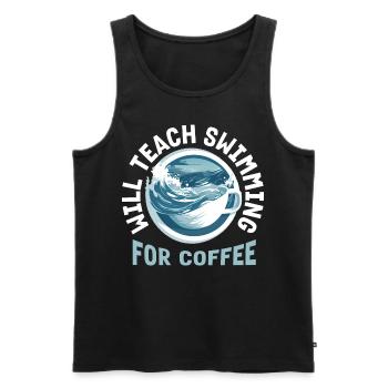 Will Teach Swimming For Coffee Funny Swim Instruct - Männer Premium Bio Tank Top - Schwarz - Vorne - AI Model Male 178 light (178cm)