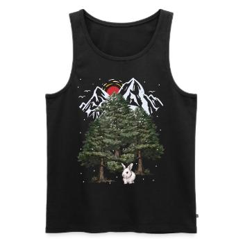 Alpes, Lapin, Hiver, Chute De Neige, Noël, Lapin - Débardeur bio Premium Homme - noir - Devant - Michal (187cm)