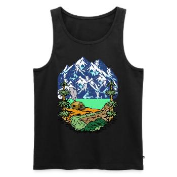 Alps, Summit, Mountains, Beg Hut, House, Alm, Tyrol, Nature - Men's Premium Organic Tank Top - black - Front - AI Model Male 178 light (178cm)