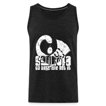 Sankofa Go Back And Get It - Men's Premium Organic Tank Top - charcoal grey - Front - Alexander (188cm)
