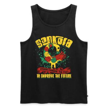 Symbole Sankofa Adinkra Ghana - Débardeur bio Premium Homme - noir - Devant - Michal (187cm)