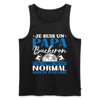 Papa Bûcheron C'est Comme Un Papa Normal - Débardeur bio Premium Homme - noir - Devant - Michal (187cm)