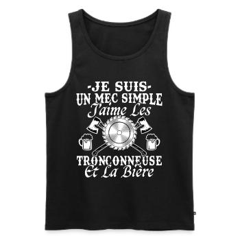 Kettensäge Bier Humor Mann Holzfäller Lustig - Männer Premium Bio Tank Top - Schwarz - Vorne - Michal (187cm)