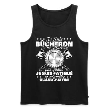 Lustiges Kettensägengeschenk, das sagt, dass ich ein Holzfäller bin - Männer Premium Bio Tank Top - Schwarz - Vorne - AI Model Male 178 light (178cm)