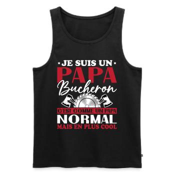 Papa Bûcheron C'est Comme Un Papa Normal - Débardeur bio Premium Homme - noir - Devant - Michal (187cm)