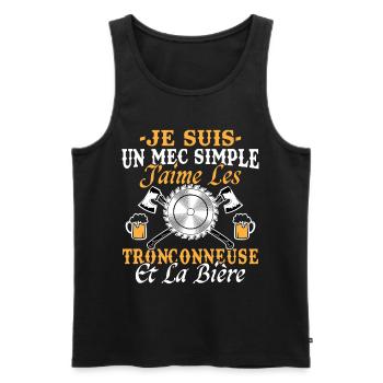Kettensäge Bier Humor Mann Holzfäller Lustig - Männer Premium Bio Tank Top - Schwarz - Vorne - Michal (187cm)