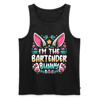 Je suis le lapin barman - Débardeur bio Premium Homme - noir - Devant - AI Model Male 178 light (178cm)