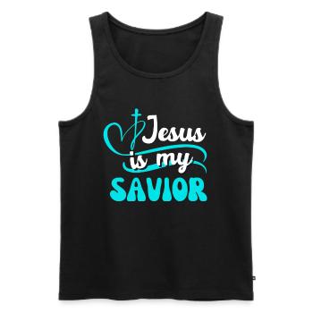 Jésus est mon Sauveur - Bible Foi chrétienne - Débardeur bio Premium Homme - noir - Devant - Michal (187cm)