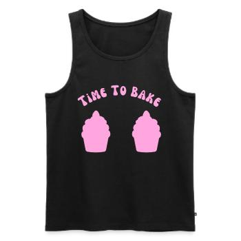 "Time To Bake" Funny Cupcakes Baker Dessert - Men's Premium Organic Tank Top - black - Front - Michal (187cm)