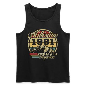 Vintage 1981, Vintage 1981 Birthday Gift - Men's Premium Organic Tank Top - black - Front - AI Model Male 178 light (178cm)