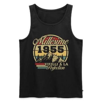 Vintage 1955, Vintage 1955 Birthday Gift - Men's Premium Organic Tank Top - black - Front - AI Model Male 178 light (178cm)