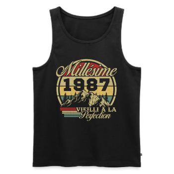Vintage 1987, Vintage 1987 Birthday Gift - Men's Premium Organic Tank Top - black - Front - AI Model Male 178 light (178cm)