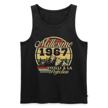 Millésime 1967, Cadeau D'anniversaire Vintage 1967 - Débardeur bio Premium Homme - noir - Devant - Michal (187cm)