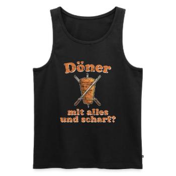 Döner mit alles und scharf - Männer Premium Bio Tank Top - Schwarz - Vorne - Michal (187cm)