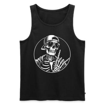 Rock Musik, Rocker, Skelett, Heavy Metal Festival - Männer Premium Bio Tank Top - Schwarz - Vorne - Michal (187cm)