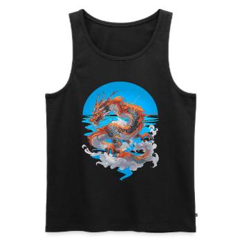 Drache Feuer Wasser Ozean Fabelwesen Fantasy - Männer Premium Bio Tank Top - Schwarz - Vorne - Michal (187cm)