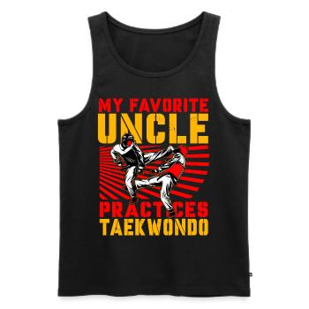 Mein Lieblingsonkel trainiert Taekwondo - Männer Premium Bio Tank Top - Schwarz - Vorne - Michal (187cm)