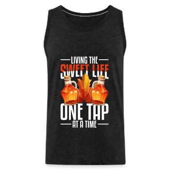 Maple Syrup Maple Sap One Tap At A Time - Men's Premium Organic Tank Top - charcoal grey - Front - Alexander (188cm)