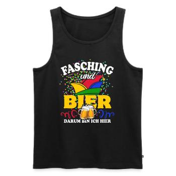 Fasching & Bier - darum bin ich hier - Männer Premium Bio Tank Top - Schwarz - Vorne - Michal (187cm)
