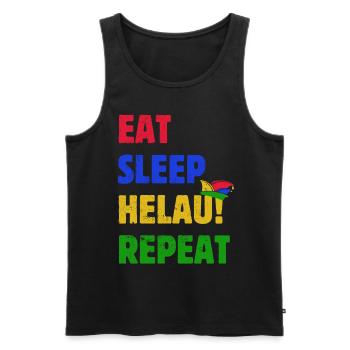 Eat Sleep Helau Repeat - Karneval Spruch - Männer Premium Bio Tank Top - Schwarz - Vorne - Michal (187cm)