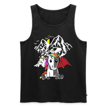 Einhorn Dämon Engel Teufel Satanisch Fabeltier - Männer Premium Bio Tank Top - Schwarz - Vorne - AI Model Male 178 light (178cm)